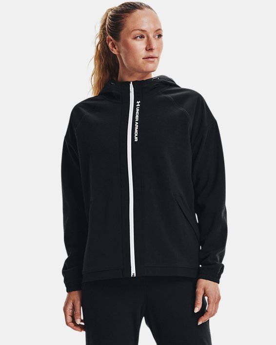 Damen UA RUSH™ Fleece-Hoodie mit durchgehendem Zip, Black, pdpMainDesktop image number 0